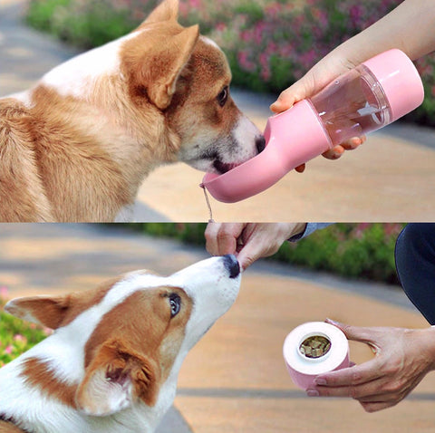 Paw luck | Dog drinking bottle including food container 